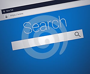 Close-up of Web Browser with secure address bar and search field bar