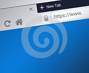 Close-up of Web Browser with secure HTTPS address bar