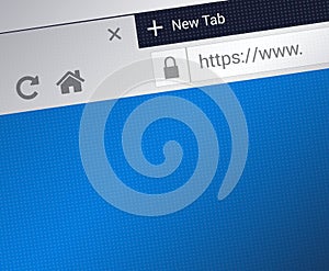 Close-up of Web Browser with secure HTTPS address bar