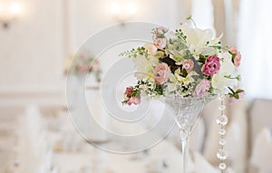 Close up of a wedding table decoration