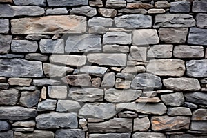 close-up of a well-designed dry-stack stone wall