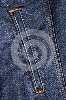 Close up of Welt Pocket on Truckers Denim Jacket