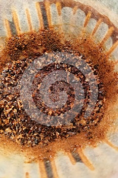 Close up of wet coffee grounds