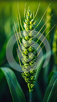 A close up of a wheat plant in a field
