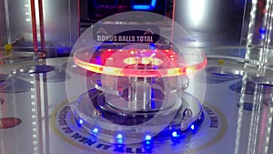 Close up wheel spin game inside cinema