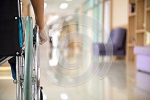 Close up Wheelchairs waiting of patient services.