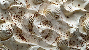 Close-up of whipped cream with a sprinkle of cinnamon.