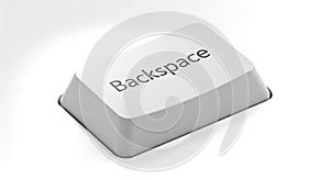 Close up of a white Backspace keyboard button, delete or undo concept