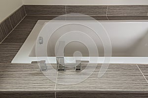 Close up of white bathtub