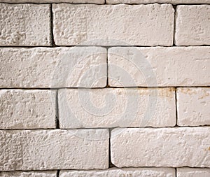 Close up white brick wall for texture and background
