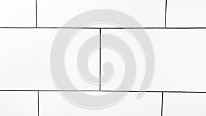 Close up white ceramic tiles wall with black grouting line, geometric, rectangular,abstract pattern background (3)