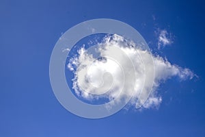 Close up of white clouds on sunny blue sky background