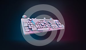 Close up white empty keyboard mock up