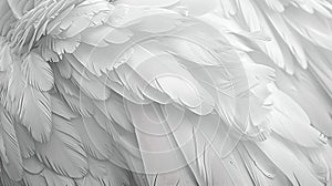 Close-up of white feathers texture. softness and purity concept. monochromatic and detailed. perfect for background use
