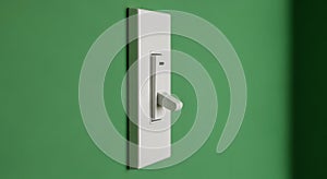 Close-up of a White Light Switch on a Green Wall