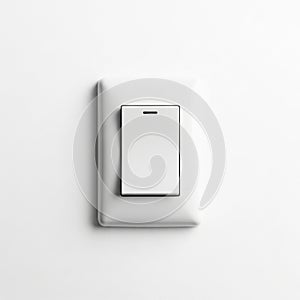 Close-up of a White Light Switch on a White Wall electrical power