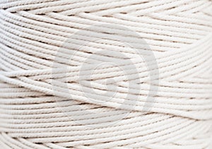 Close up of White Macrame Cord 4mm