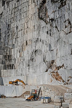 A close-up of a white marble quarry in Fantiscritti, Carrara, Tuscany, Italy