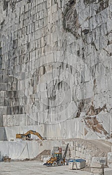 A close-up of a white marble quarry in Fantiscritti, Carrara, Tuscany, Italy