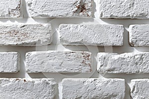 Close-up of a white painted brick wall creating a beautiful textured background