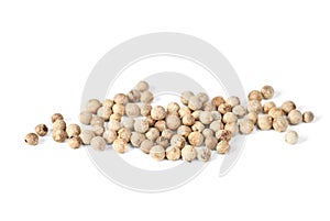Close up white pepper ower white background