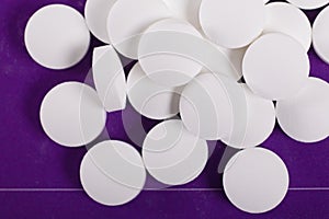 Close up of white pills for background