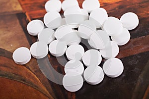 Close up of white pills for background