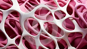 A close up of a white and pink object