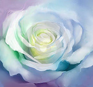 Pohled zblízka na bílý růže lístků. olej malování květina 