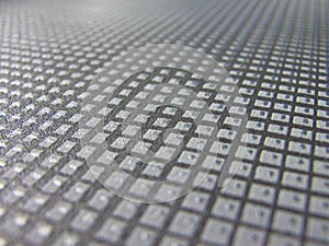 Close up white square textile floor cover