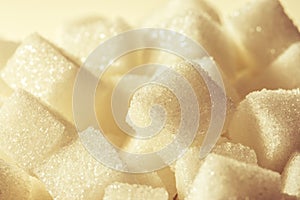 Close up the white sugar cube