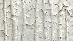 Close-up of a white, textured birch tree bark wall