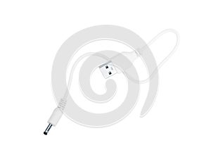 Close up white USB cable plug isolated on white background