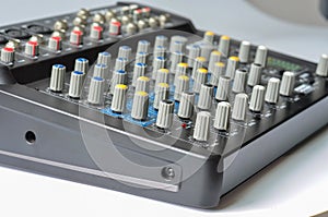 Close up white vollume of mixer