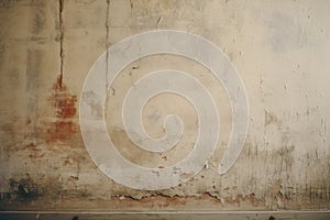 A close-up of a white wall in poor condition background, with peeling paint and cracks