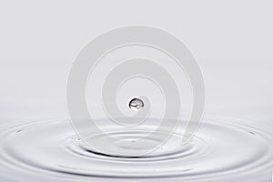 Close-up white water drop falling down