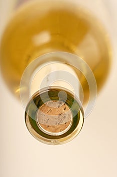 Close-up of white whine bottle