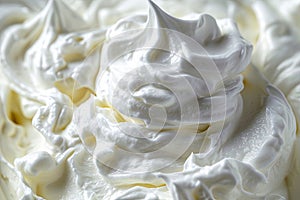 Close up of white whipped cream swirl texture for background and design