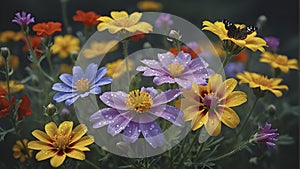 Close-up of wildflowers under the morning sun.