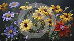 Close-up of wildflowers under the morning sun.