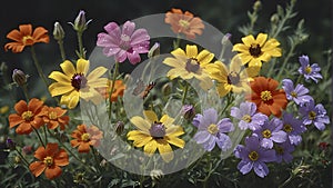 Close-up of wildflowers under the morning sun.