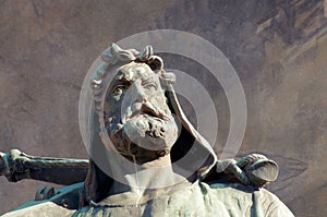 Close up of Wilhelm Tell statue in Altdorf, Switzerland