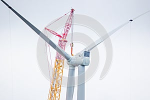 Close up of a Wind Turbine in the process of being built