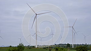 Close up wind turbine rotating