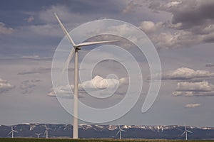 Close Up Wind Turbine in a Rural Wind Farm