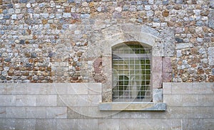 Close up of a window with bars and wall