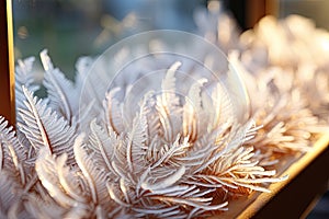 A close up of a window with frost on it created with generative AI technology