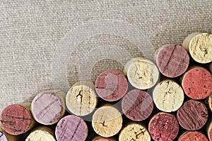Close up of wine corks with blurred background with copy space.