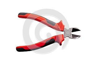 Close up of wire cutter on white background