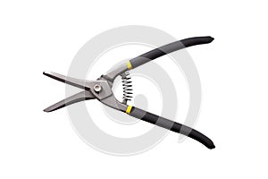 Close up of wire cutter on white background